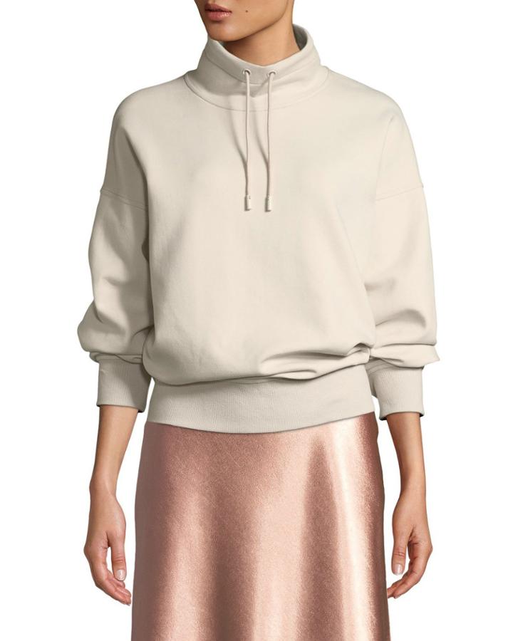 Funnel-neck Dropped-shoulder Pullover
