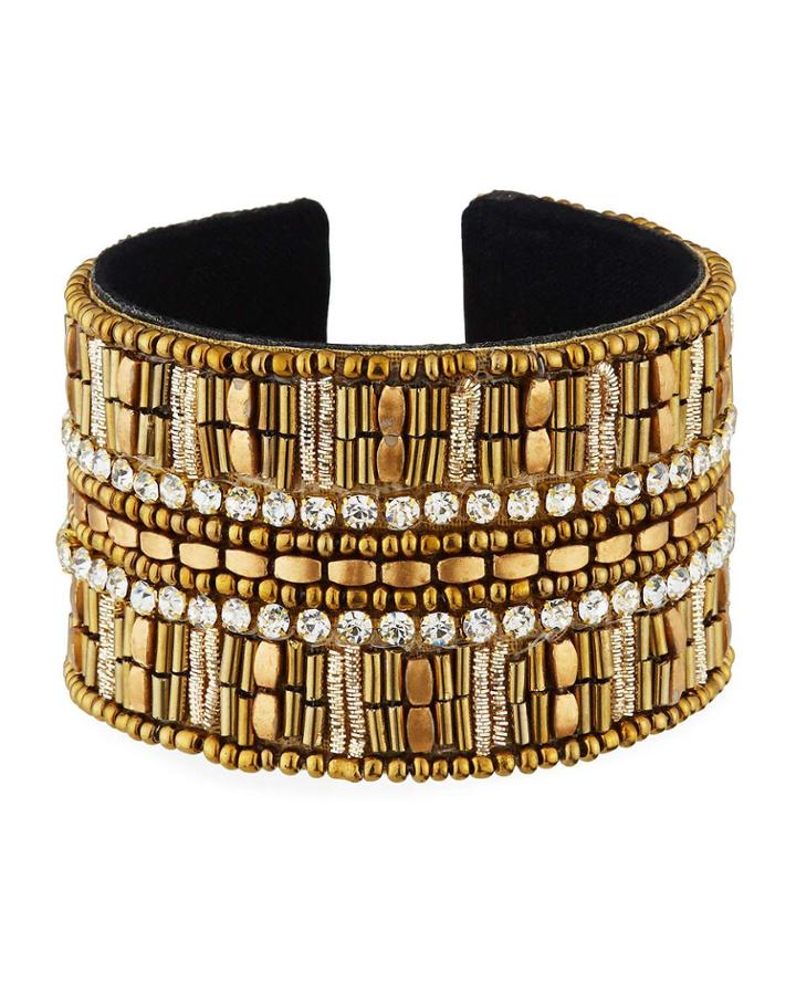 Large Crystal Beaded Cuff Bracelet