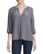 Addie B Printed 3/4-sleeve Blouse, Dark Navy
