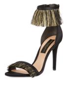 Val Satin Fringe Ankle-strap