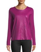 Leather-front Long-sleeve Top