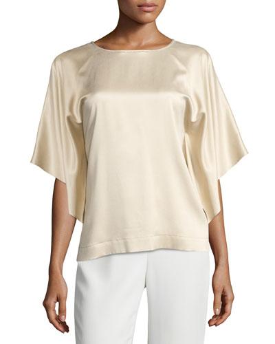 Yara Chain-trim Artistry Silk Blouse, Gold