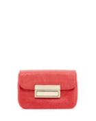 Lauren Merkin Iris Snake-skin Embossed Leather Clutch Bag, Coral, Women's