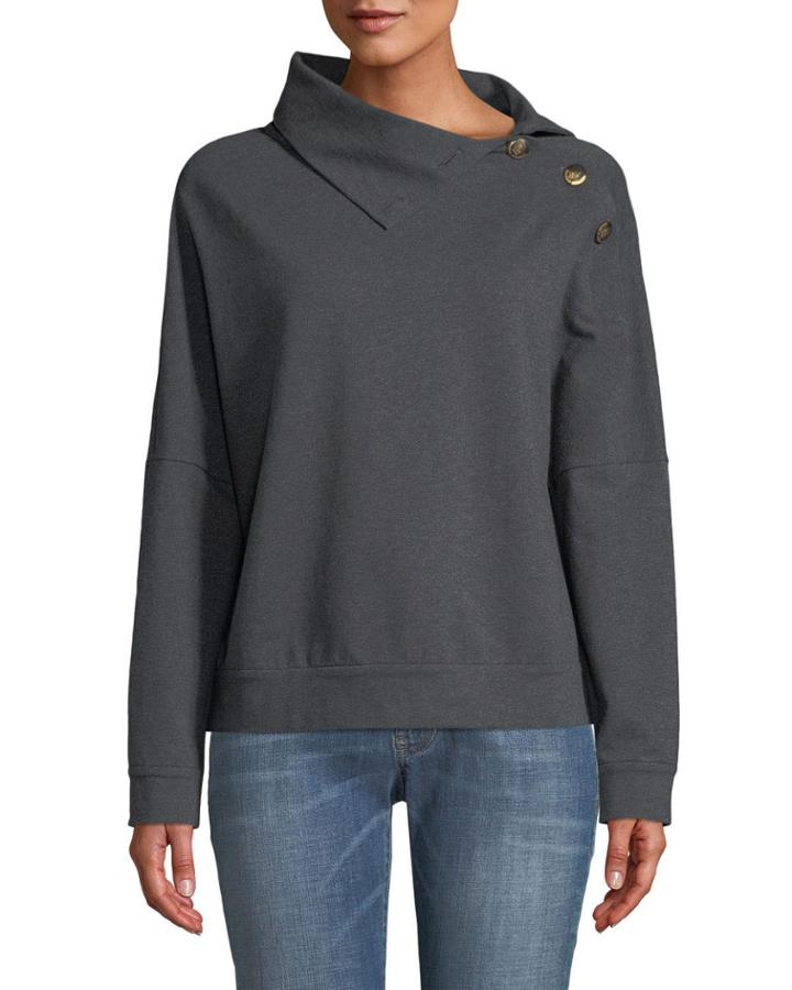 Felpa High-neck Button-detail