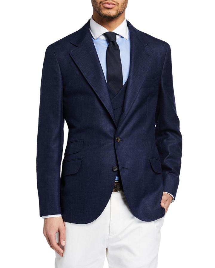 Men's Notch Lapel Wool-blend Jacket