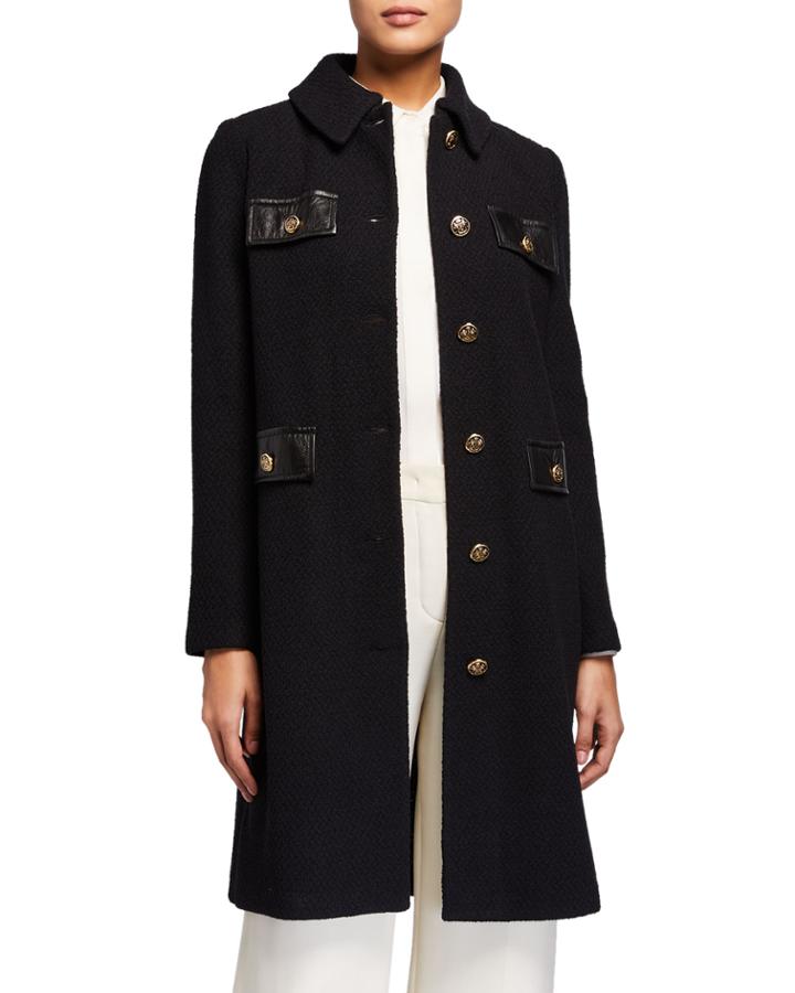 Wool-blend Topper Jacket With Faux-leather Pockets