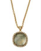 Jaipur 18k Gold Green Amethyst & Diamond Pendant Necklace