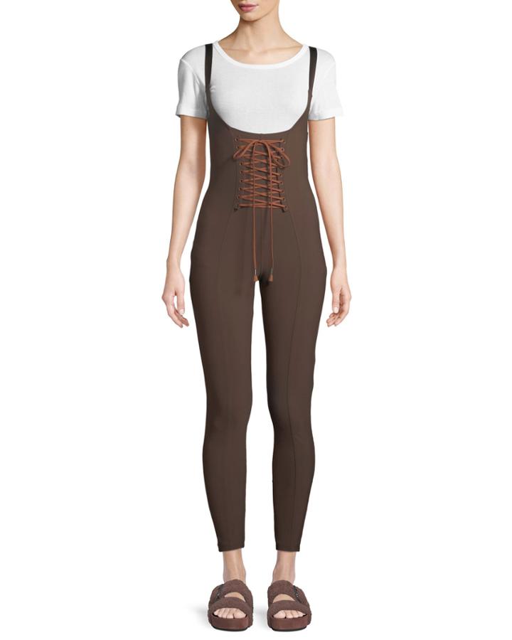 Lace-up Catsuit, Brown