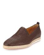 Woven Leather Slip-on Espadrille