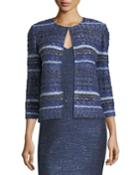 Eva Tweed Striped 3/4-sleeve Jacket