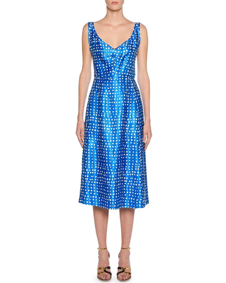 V-neck Polka-dot Dress