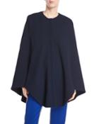 Jewel-neck Seamed Short Cape Coat