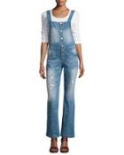 Flare-leg Denim Overalls, Blossom