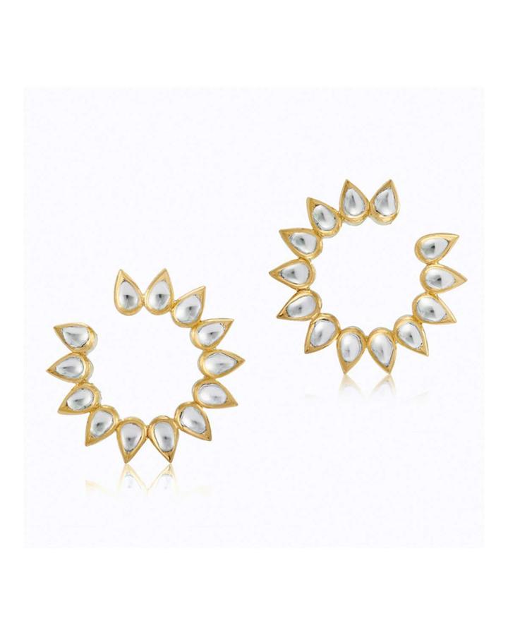 18k Yellow Gold Diamond Teardrop Hoop Earrings