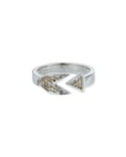 14k White Gold Open Arrow Ring With Brown Diamonds,