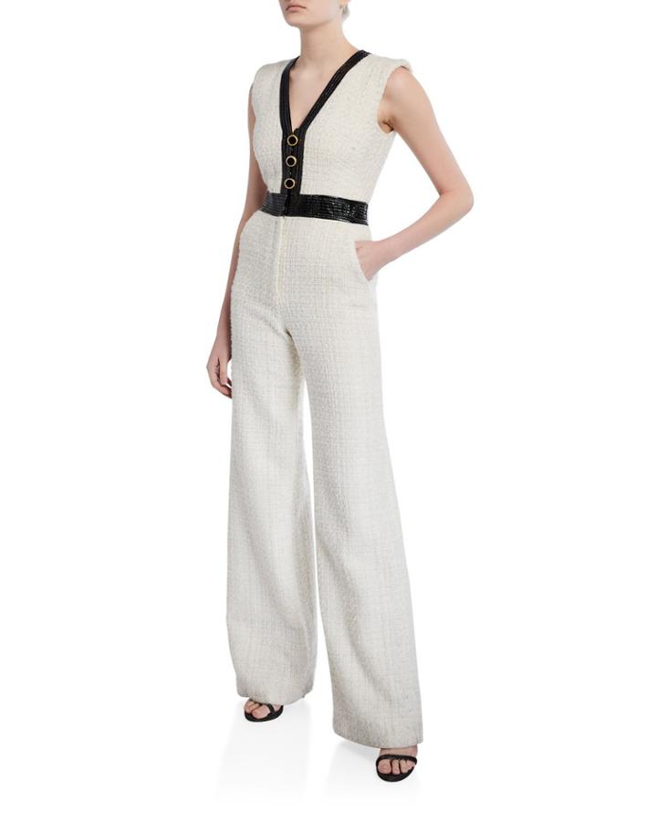 Emmeline Sleeveless Tweed Jumpsuit