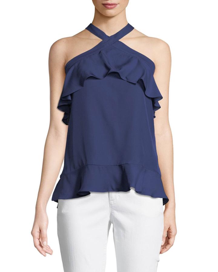 Nashley Silk Ruffle Halter Top