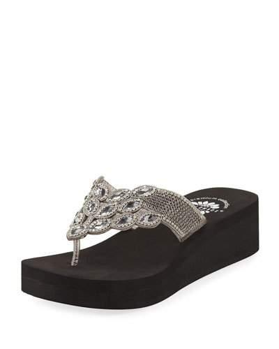 P-alluring Embellished Wedge