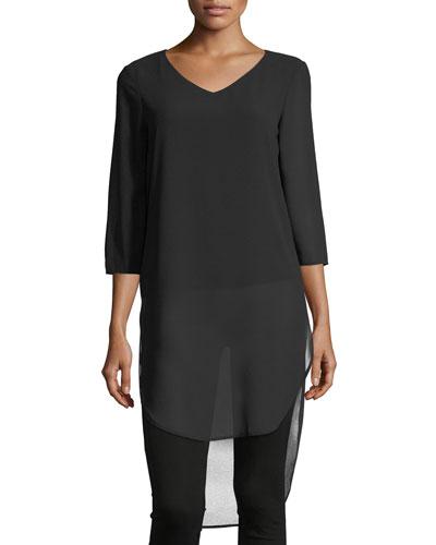 V-neck High-low Chiffon Tunic