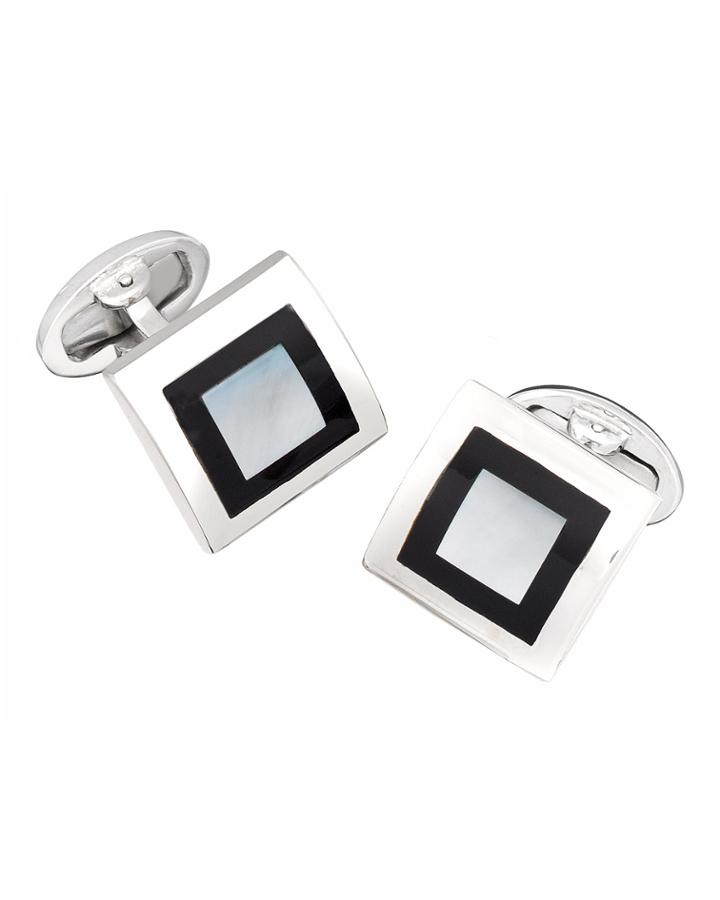 Cube Squared Onyx & Mother-of-pearl Cufflinks