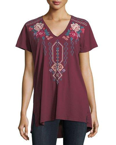 Helena Embroidered V-neck Top