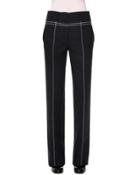 Flared Windowpane Trimmed Pants