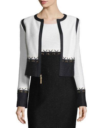 Aliso Colorblock Cropped Jacket, Frost/caviar