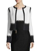 Aliso Colorblock Cropped Jacket, Frost/caviar
