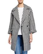 Checkered Wide Collar Coat