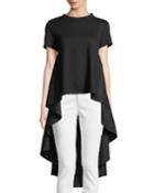 Solid Dress-back Crewneck Tee, Black