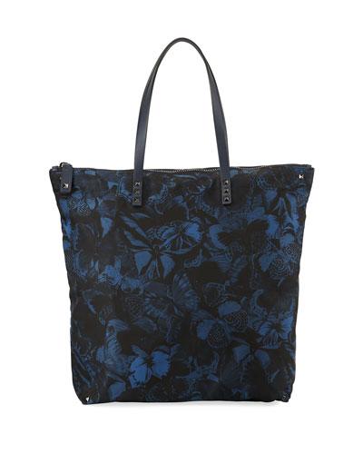 Men's Camu Butterfly-print Nylon Tote Bag