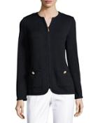 Braided-trim Zip-front Jacket, Black