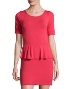 Jersey Peplum Dress, Pink