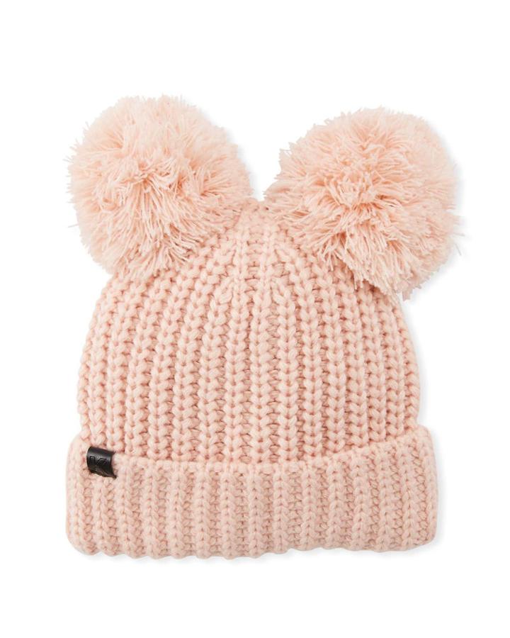 Double Fringe Pompom Beanie