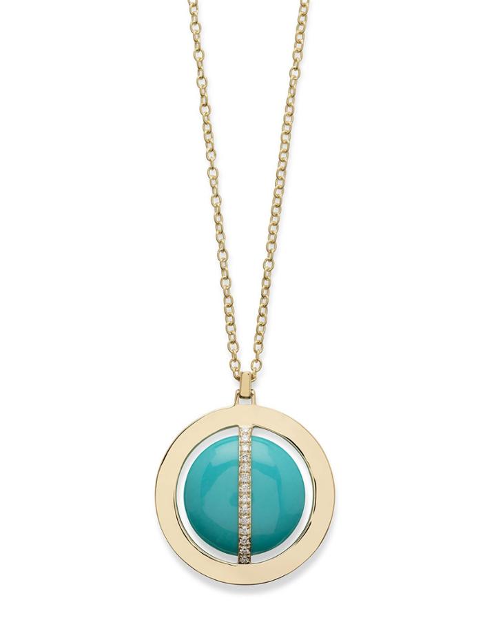 18k Senso Metal-wrapped Turquoise Necklace With Diamonds,