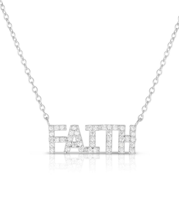 Cubic Zirconia Faith Pendant Necklace