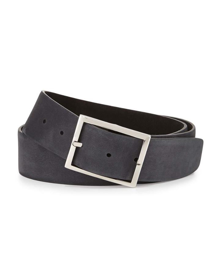 Reversible Suede Belt, Black/gray