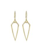 18k Yellow Gold Half Pave Diamond Shape Deco Earrings