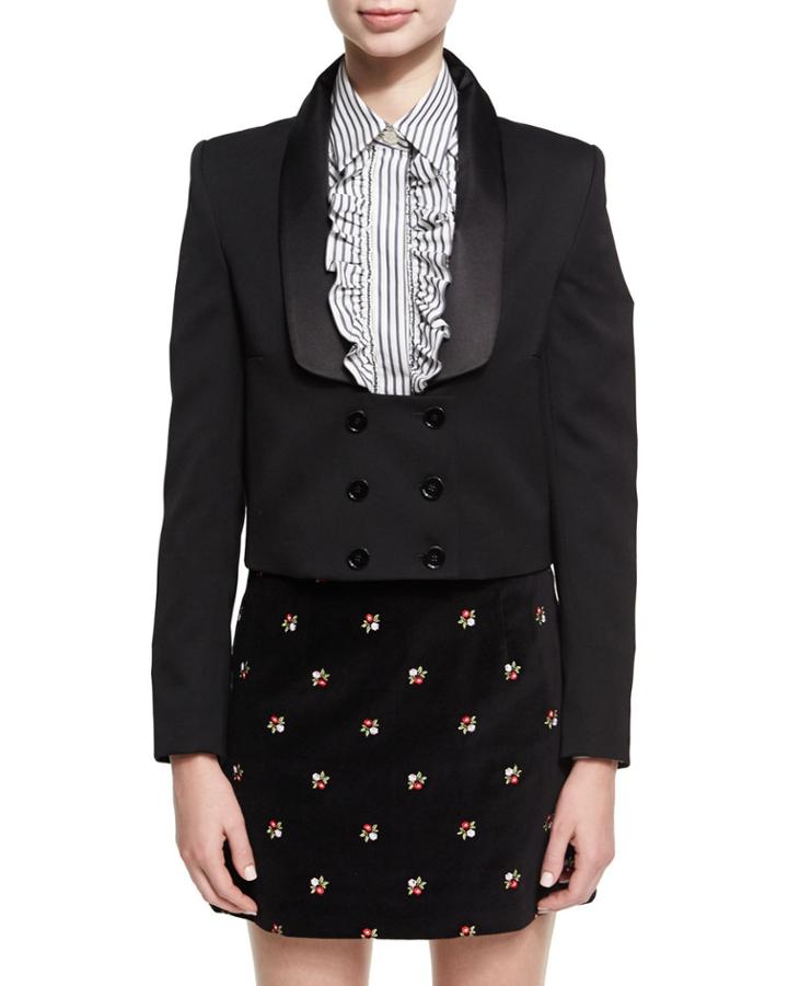Long-collar Double-breasted Tuxedo Jacket