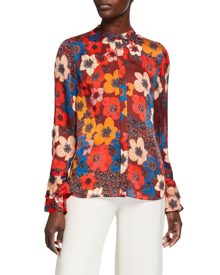 Safiya Silk Floral Print Blouse