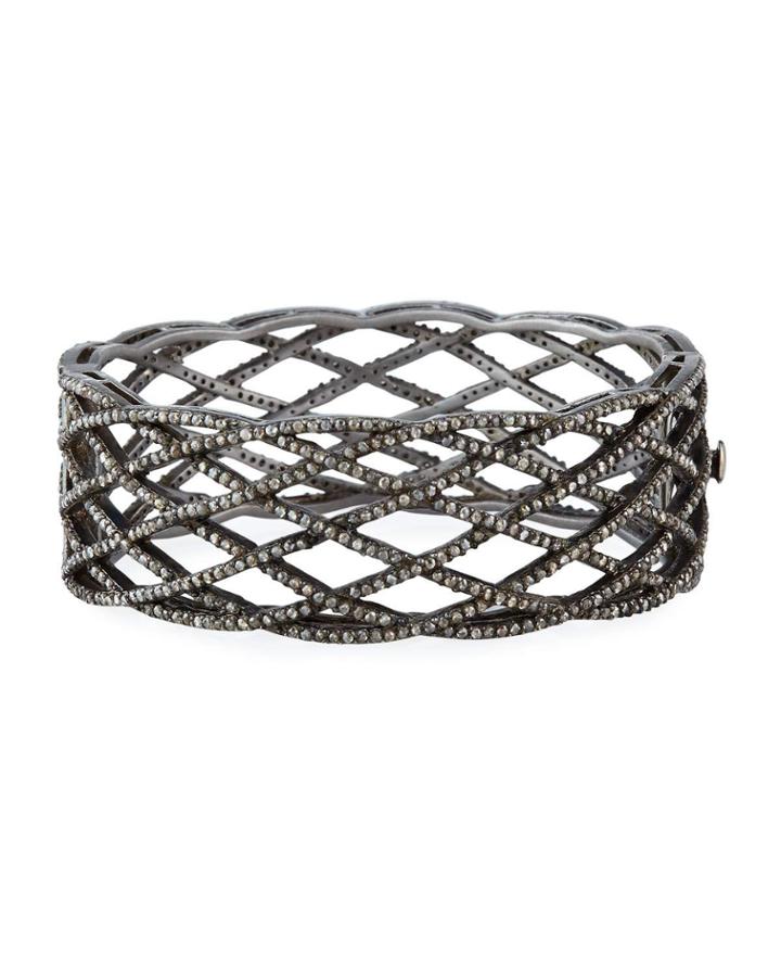 Woven Diamond Pave Bangle Bracelet