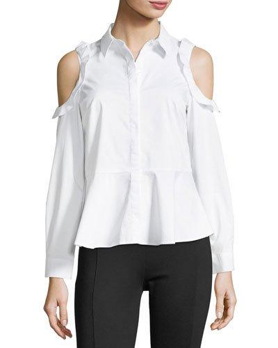 Ruffled Cold-shoulder Blouse