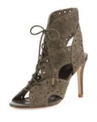 Aeron Suede Lace-up Sandal, Ash Green