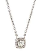 14k White Gold Diamond Cushion Solitaire Pendant Necklace,