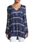 Island Violet Floral-print Tunic, Navy