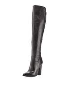 Chela Stretch Leather Boot, Black