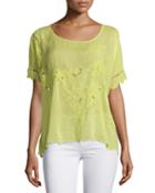 Flo Short-sleeve Embroidered Top,