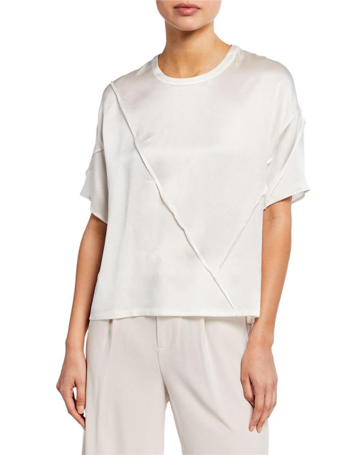 Raw-edge Silk Short-sleeve Tee