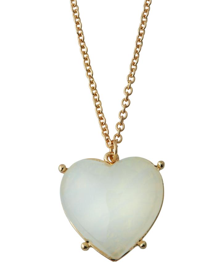 Resin Heart Pendant Necklace, White