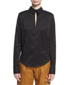 Backless Sateen Blouse, Black